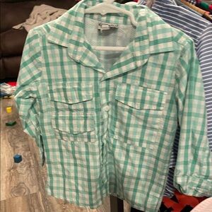 Kids Green Checkered Button Down Shirt
